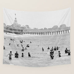 1895 Narragansett Pier and Beach, Narragansett, Rhode Island Wall Tapestry