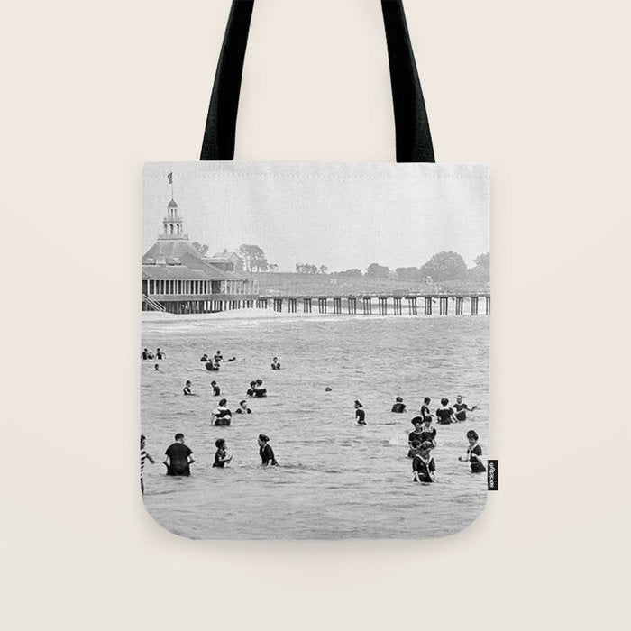 1895 Narragansett Pier and Beach, Narragansett, Rhode Island Tote Bag