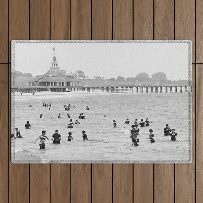 1895 Narragansett Pier and Beach, Narragansett, Rhode Island Outdoor Rug