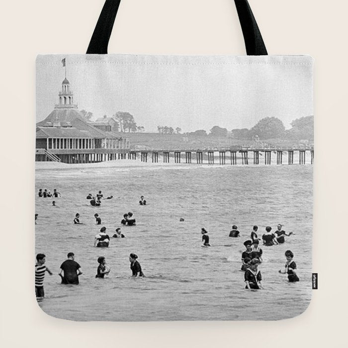 1895 Narragansett Pier and Beach, Narragansett, Rhode Island Tote Bag