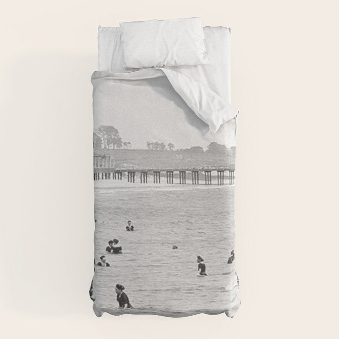 1895 Narragansett Pier and Beach, Narragansett, Rhode Island Duvet Cover