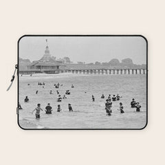 1895 Narragansett Pier and Beach, Narragansett, Rhode Island Laptop Sleeve