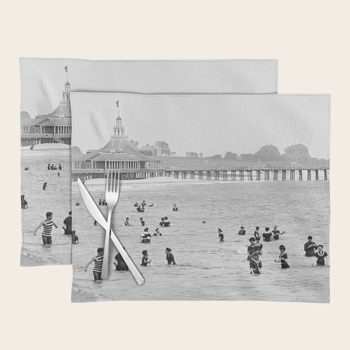 1895 Narragansett Pier and Beach, Narragansett, Rhode Island Placemat
