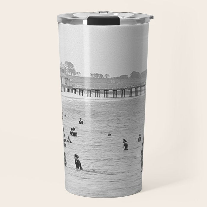 1895 Narragansett Pier and Beach, Narragansett, Rhode Island Travel Mug
