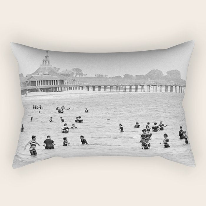 1895 Narragansett Pier and Beach, Narragansett, Rhode Island Rectangular Pillow