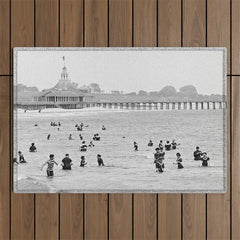 1895 Narragansett Pier and Beach, Narragansett, Rhode Island Outdoor Rug
