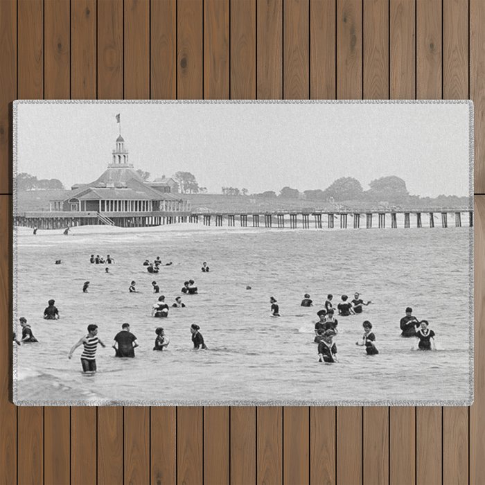 1895 Narragansett Pier and Beach, Narragansett, Rhode Island Outdoor Rug