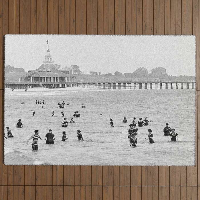 1895 Narragansett Pier and Beach, Narragansett, Rhode Island Outdoor Rug