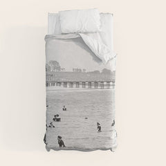 1895 Narragansett Pier and Beach, Narragansett, Rhode Island Duvet Cover