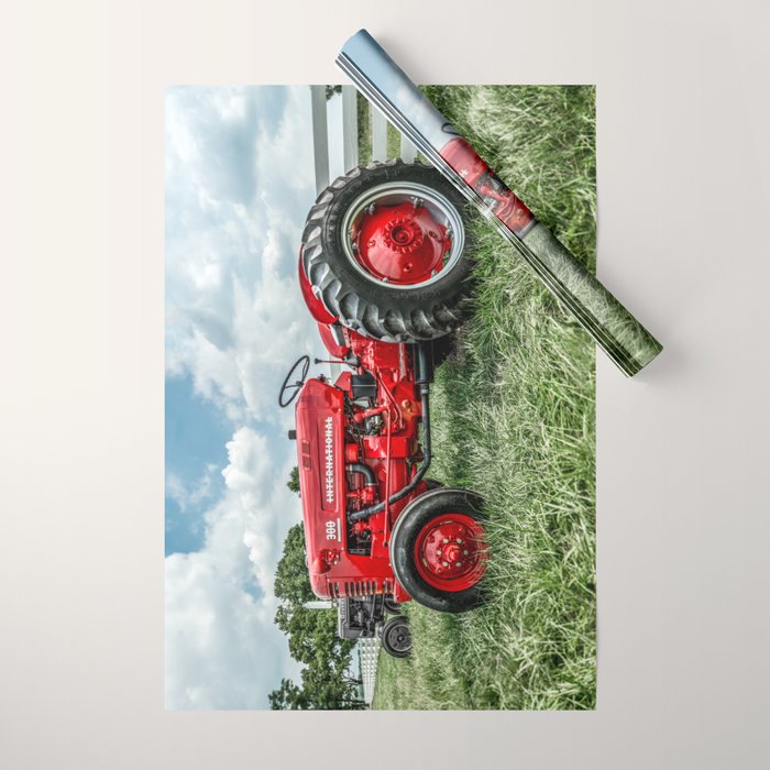 300 Vintage International Harvester Red Tractor Wrapping Paper