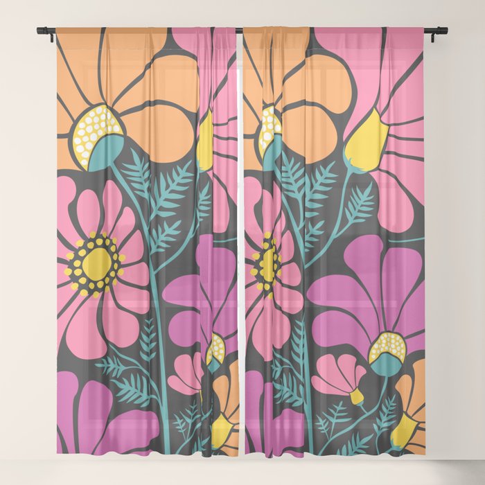 70s Disco Garden Window Curtain