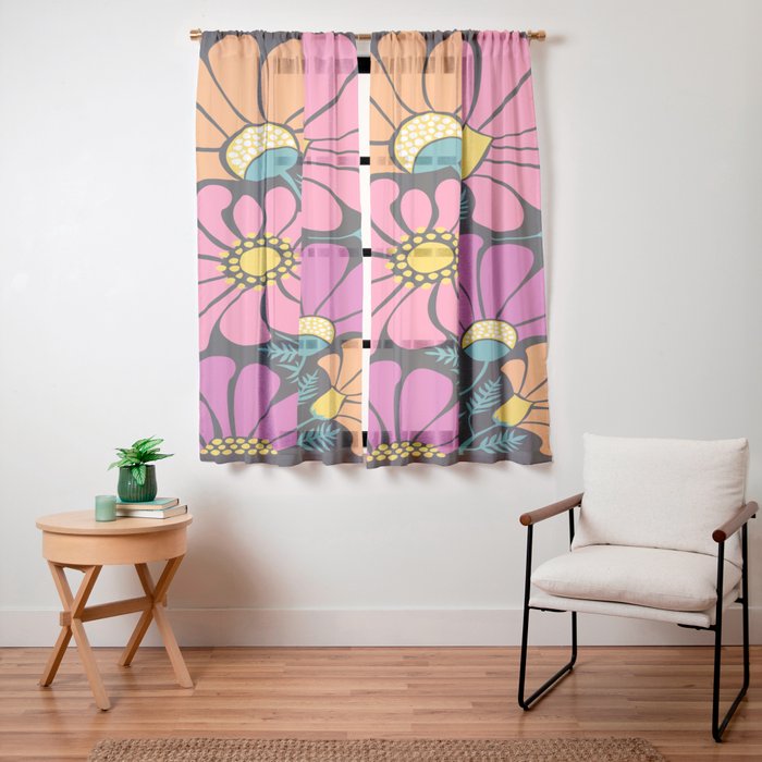70s Disco Garden Window Curtain
