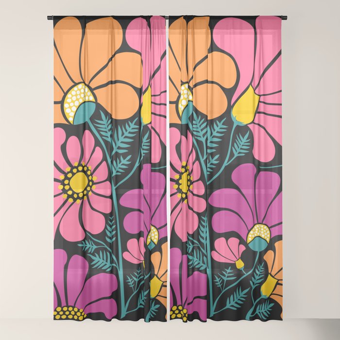 70s Disco Garden Window Curtain