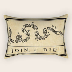 1776 "Join, or Die" Revolutionary War flag with 13 colonies, snake & no colors by Benjamin Franklin Rectangular Pillow