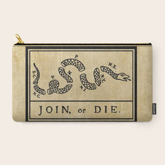 1776 "Join, or Die" Revolutionary War flag with 13 colonies, snake & no colors by Benjamin Franklin Carry All Pouch