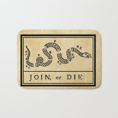 1776 "Join, or Die" Revolutionary War flag with 13 colonies, snake & no colors by Benjamin Franklin Bath Mat