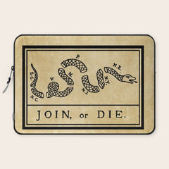 1776 "Join, or Die" Revolutionary War flag with 13 colonies, snake & no colors by Benjamin Franklin Laptop Sleeve