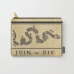 1776 "Join, or Die" Revolutionary War flag with 13 colonies, snake & no colors by Benjamin Franklin Carry All Pouch