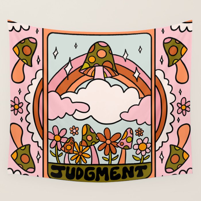 20. Judgment Tarot Mushroom Wall Tapestry