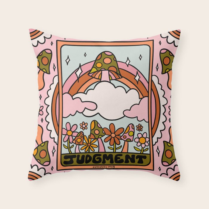 20. Judgment Tarot Mushroom Throw Pillow
