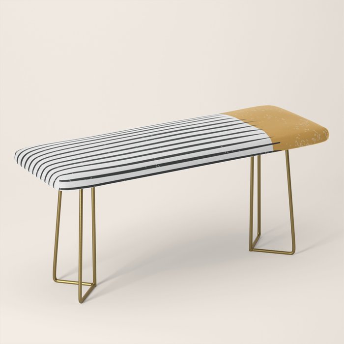 (White Background) Mid Century Modern Minimalist Rothko Inspired Color Field With Lines Geometric Style  Bench
