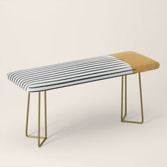 (White Background) Mid Century Modern Minimalist Rothko Inspired Color Field With Lines Geometric Style  Bench
