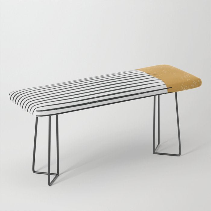 (White Background) Mid Century Modern Minimalist Rothko Inspired Color Field With Lines Geometric Style  Bench