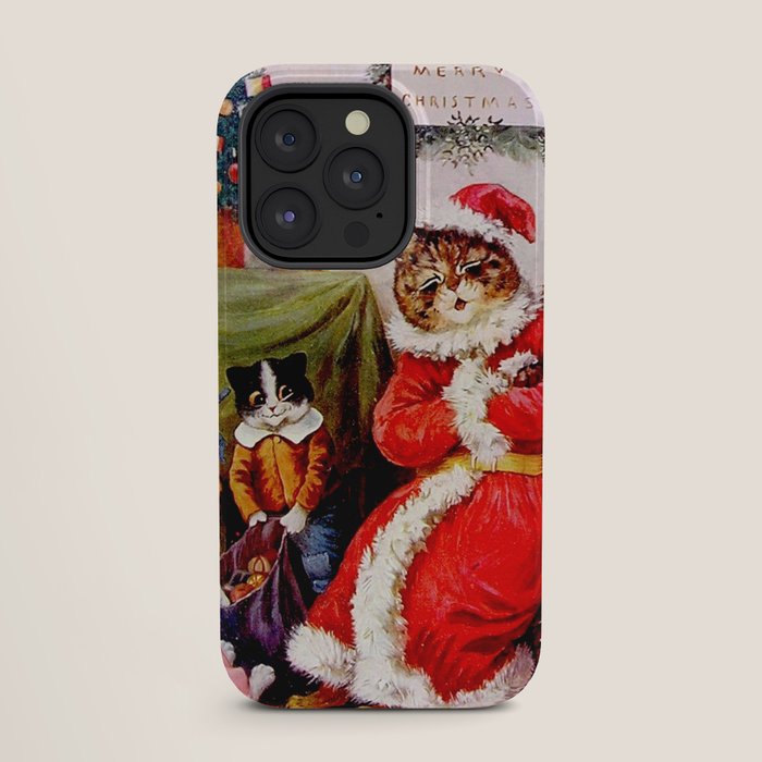 A Merry Christmas' Vintage Cat Art by Louis Wain iPhone Case