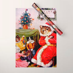A Merry Christmas' Vintage Cat Art by Louis Wain Wrapping Paper