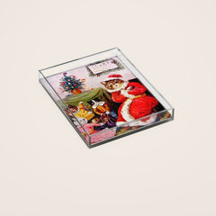 A Merry Christmas' Vintage Cat Art by Louis Wain Acrylic Tray