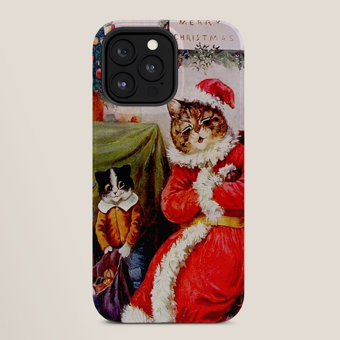 A Merry Christmas' Vintage Cat Art by Louis Wain iPhone Case