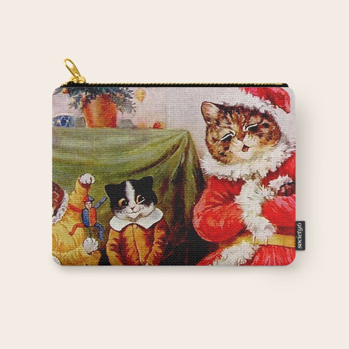 A Merry Christmas' Vintage Cat Art by Louis Wain Carry All Pouch