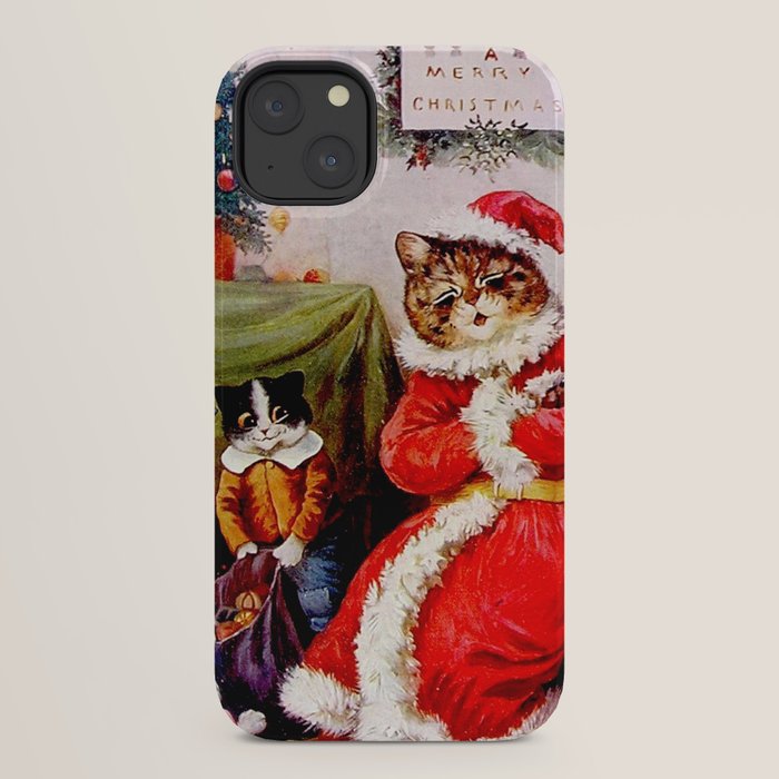 A Merry Christmas' Vintage Cat Art by Louis Wain iPhone Case
