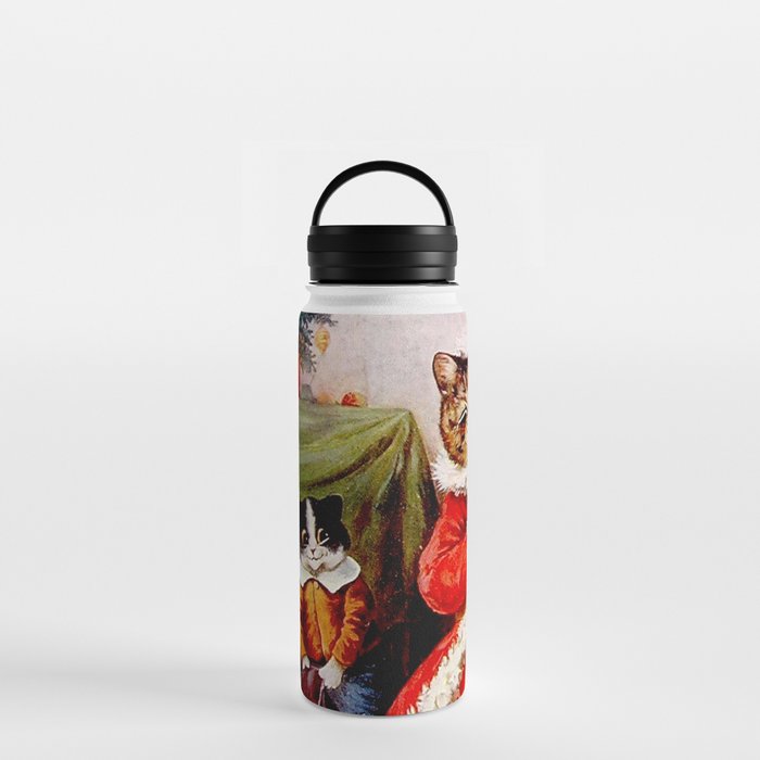 A Merry Christmas' Vintage Cat Art by Louis Wain Water Bottle