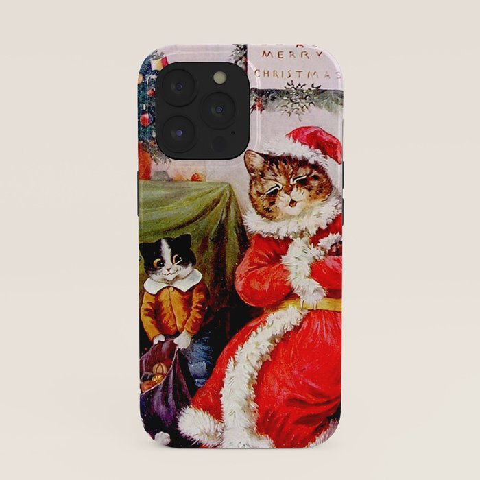 A Merry Christmas' Vintage Cat Art by Louis Wain iPhone Case