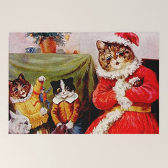 A Merry Christmas' Vintage Cat Art by Louis Wain Welcome Mat
