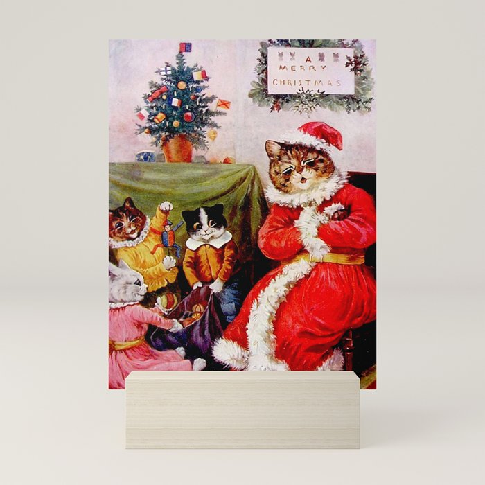 A Merry Christmas' Vintage Cat Art by Louis Wain Mini Art Print