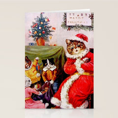 A Merry Christmas' Vintage Cat Art by Louis Wain Stationery Card