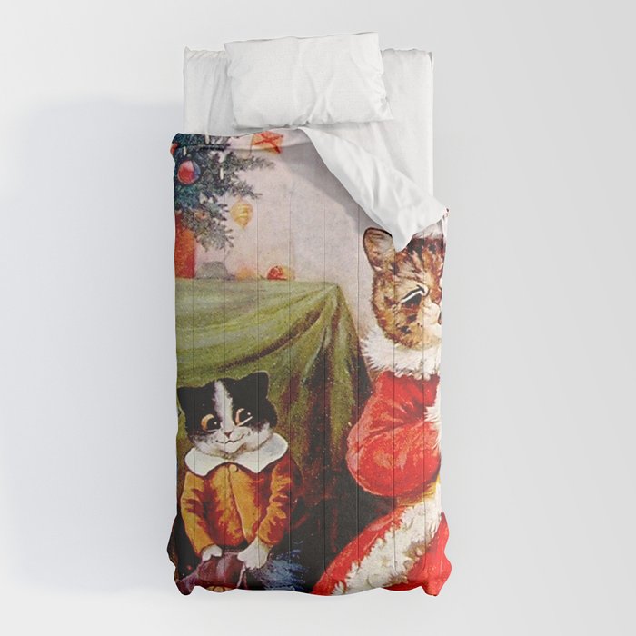 A Merry Christmas' Vintage Cat Art by Louis Wain Comforter