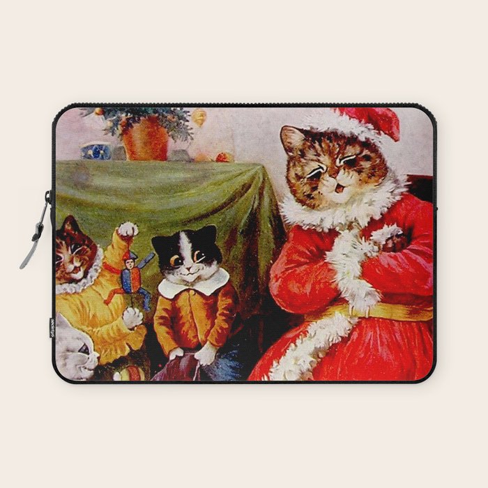 A Merry Christmas' Vintage Cat Art by Louis Wain Laptop Sleeve