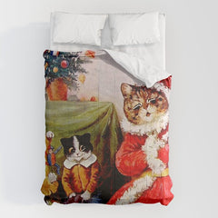 A Merry Christmas' Vintage Cat Art by Louis Wain Comforter