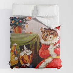 A Merry Christmas' Vintage Cat Art by Louis Wain Comforter