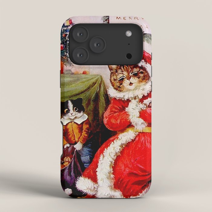 A Merry Christmas' Vintage Cat Art by Louis Wain iPhone Case