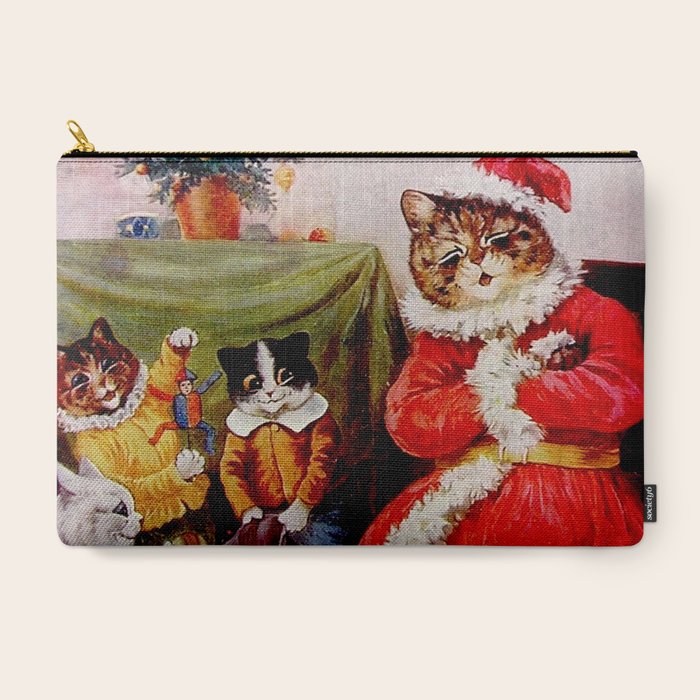 A Merry Christmas' Vintage Cat Art by Louis Wain Carry All Pouch