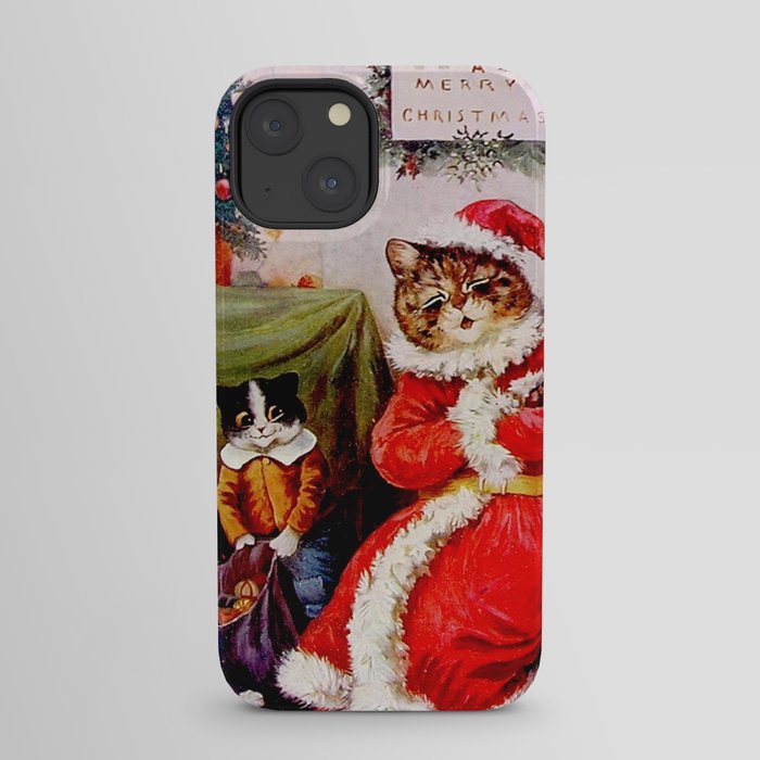 A Merry Christmas' Vintage Cat Art by Louis Wain iPhone Case