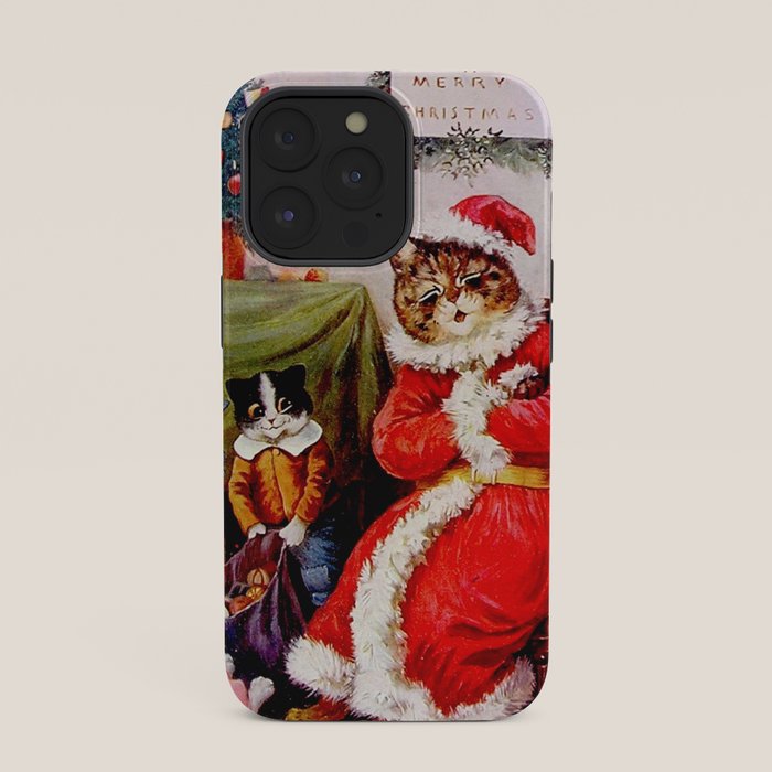 A Merry Christmas' Vintage Cat Art by Louis Wain iPhone Case
