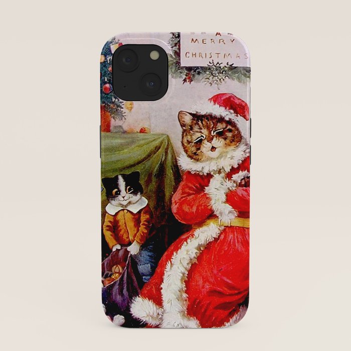 A Merry Christmas' Vintage Cat Art by Louis Wain iPhone Case