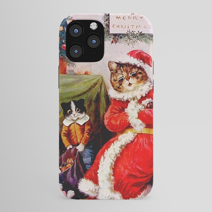 A Merry Christmas' Vintage Cat Art by Louis Wain iPhone Case