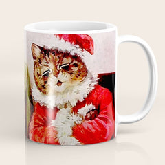 A Merry Christmas' Vintage Cat Art by Louis Wain Coffee Mug