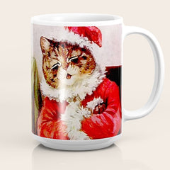 A Merry Christmas' Vintage Cat Art by Louis Wain Coffee Mug